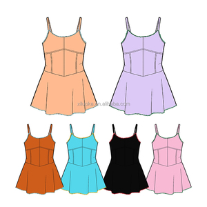 Abito Yoga in Tessuto per Ragazze ad Asciugatura Rapida, Logo Personalizzato, MOQ Basso, Pantaloncini Incorporati, Senza Maniche, Outfit Estivo per Ragazze, Spedizione Veloce - Product Image 2