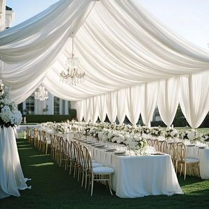 Vente en gros de <span class=keywords><strong>rideau</strong></span> en mousseline de soie pour traitement de fil décoration de plafond de mariage <span class=keywords><strong>rideau</strong></span> en tissu décorations de plafond de mariage de qualité supérieure - Product Image 1