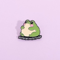 Broche DIY pour sac d'école, accessoire de sac à dos en alliage poli, épinglette en émail gravée motif animal/anime, broche créative grenouille de dessin animé