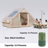 Tente de glamping gonflable avec pompe électrique, abri gonflable de luxe imperméable et sans odeur pour le camping familial en plein air, 4-6 personnes