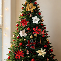 Nouveauté : Fleurs artificielles de Noël en tissu de haute qualité, ornements de baies rouges et dorées, durables et réutilisables pour sapin de Noël