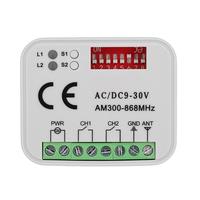 Récepteur multi-fréquence 300-868Mhz, module de relais 2CH 12V 24V, télécommande de porte de garage, contrôleur de commutateur 433.92Mhz 9V-30V