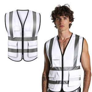 Yolite توريد مخصص أبيض عالي الوضوح تشغيل عاكس سترة بناء العمل مع جيوب الشريط السلامة مرحبا تجاه سترة - Product Image 1