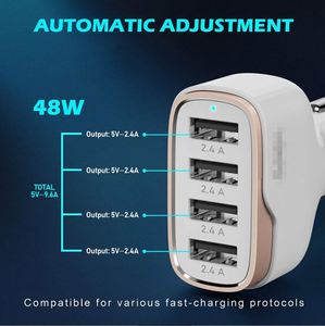 ที่ชาร์จในรถยนต์แบบ QC3.0 48W ไฟแช็ค4A ใน9.6A 4 USB สำหรับแล็ปท็อป - Product Image 2