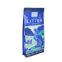 Pochette zippée en plastique à soufflet inférieur Emballage biodégradable en plastique Sac de nourriture pour animaux de compagnie à 8 joints latéraux pour chien avec fermeture à glissière