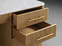 Élégant bureau de direction en bois massif au design Wabi-Sabi Table console en marbre à roseaux pour la maison, le salon et l'écriture.