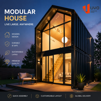 Maisonnette préfabriquée en forme de A, 2 étages, 30 m², entièrement meublée avec salle de bain, cuisine, balcon en WPC, montage facile