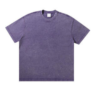 Logo personnalisé T-shirt délavé à l'acide pour hommes 100% coton 300GSM T-shirt surdimensionné à col en O de style rue en détresse - Product Image 4