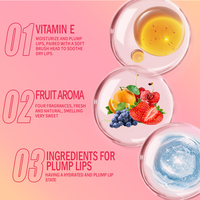 Huile à lèvres repulpante parfumée aux fruits, vitamine E, hydratante, brillante, 4 parfums de fruits, OEM ODM, étiquette privée, logo personnalisé, vente en gros