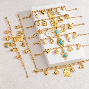 Bracelet de charme en acier inoxydable imperméable de style bohème turquoise océanique <span class=keywords><strong>ethnique</strong></span> vintage, bijoux de mode en gros pour femmes - Product Image 1