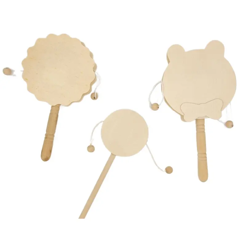 Оптовая продажа, высококачественный деревянный барабан-погремушка, музыкальный инструмент, ручной барабан для детских игрушек