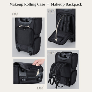 Professional <b>Makeup</b> Rolling <b>Case</b> with Small Carry Bag Large Cosmetology <b>Cases</b> on Wheels Nylon Cosmetic Organize Nail <b>Case</b> - Product Image 5
