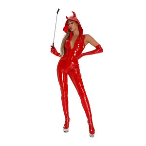 <span class=keywords><strong>Combinaison</strong></span> en similicuir <span class=keywords><strong>rouge</strong></span> sexy pour femme, avec fermeture éclair et entrejambe ouvert, effet wetlook PVC <span class=keywords><strong>latex</strong></span>, style catsuit moulant, costume de démon reine - Product Image 3