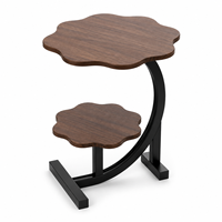 Table d'appoint moderne à deux niveaux en forme de fleur avec cadre métallique incurvé pour salon, canapé, chambre à coucher
