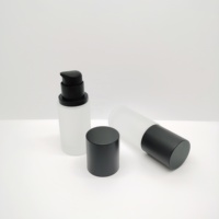 Flacon pompe en verre cosmétique 30 ml, flacon de lotion en verre givré transparent, flacon de fond de teint liquide avec bouchon pompe noir
