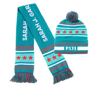 Заводская распродажа, акриловые вышитые Клубные командные шарфы, вязаная шапка и шарф, жаккардовые веерные шарфы, набор шапок - Product Image 1