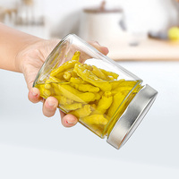 Stoples Penyimpanan Makanan Kosong untuk Saus Madu 220ml Botol Kaca Transparan Ramping Tinggi Berdinding Lurus dengan Tutup Logam