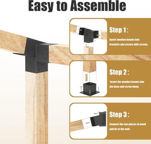 Kit de supports muraux pour pergola à toit incliné à 15 ° Supports pour pergola à 3 voies pour poutres en bois de 4 "x 4" - Product Image 6