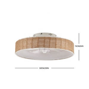 Nordique LED ventilateur de plafond moderne télécommande intelligente bambou tissé <span class=keywords><strong>abat</strong></span>-<span class=keywords><strong>jour</strong></span> trois couleurs gradation application Mobile pour décor de chambre - Product Image 5