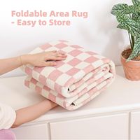 Tapis motif à carreaux rose de luxe simple Faux Fux tapis en peau de mouton pour salon chambre