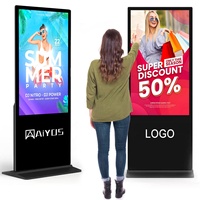Écran d'affichage numérique sur pied de 43, 49, 50, 55, 65 pouces avec lecteur multimédia intégré, écran tactile LCD 2K/4K personnalisé pour la publicité