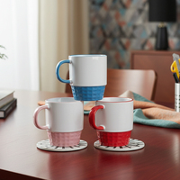 Mug en céramique 12 oz avec anse colorée, vierge pour sublimation, personnalisable pour commande en gros, image de marque d'entreprise, cadeaux d'affaires