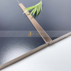 JYFMETAL M154 Bande de finition décorative en acier inoxydable et céramique, finition dorée brossée, pour carrelage, garantie 5 ans et plus, pour un style contemporain - Product Image 1