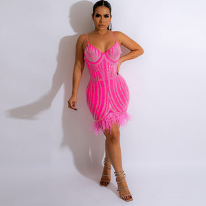 เดรสคลุมเข่าแขนกุดสำหรับผู้หญิงชุดเดรสสำหรับงานพรอมเซ็กซี่หรูหรา - Product Image 3