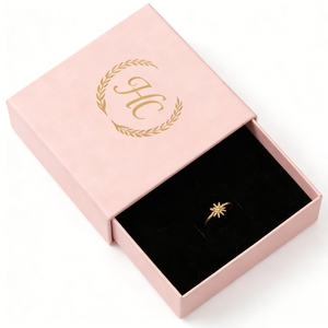 กล่องใส่แหวนทันสมัย กล่องของขวัญเครื่องประดับสุดหรู กล่องลิ้นชักแข็งแรง บุผ้ากำมะหยี่ ปั๊มฟอยล์ โลโก้สั่งทำได้ ราคาขายส่ง - Product Image 3