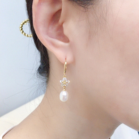Anting Mutiara Air Tawar Asli SHDIYAYUN 2025 Model Bunga Plum untuk Wanita