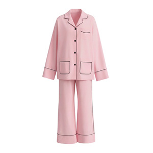 Women's Lyocell <b>Pajama</b> <b>Set</b> Long Sleeve With Lapel Milky White For Home Outdoor Use - Product Image 5