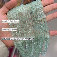 Perles en améthyste verte naturelle 3A+ facettées, forme Heishi, 5-6 mm, pour la fabrication de bijoux, fournitures de bricolage, brin de 16 pouces