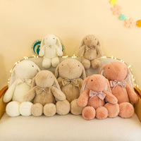 Jouets en peluche lapin à nœud papillon, confort pour le sommeil des bébés, poupées lapin roses, blanches et brunes, jouets en peluche doux, adorable oreiller lapin pour enfants