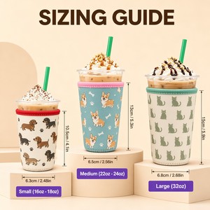 Manchon isotherme réutilisable en néoprène personnalisé pour tasses à café glacé, idéal pour boissons froides – Vente en gros - Product Image 5