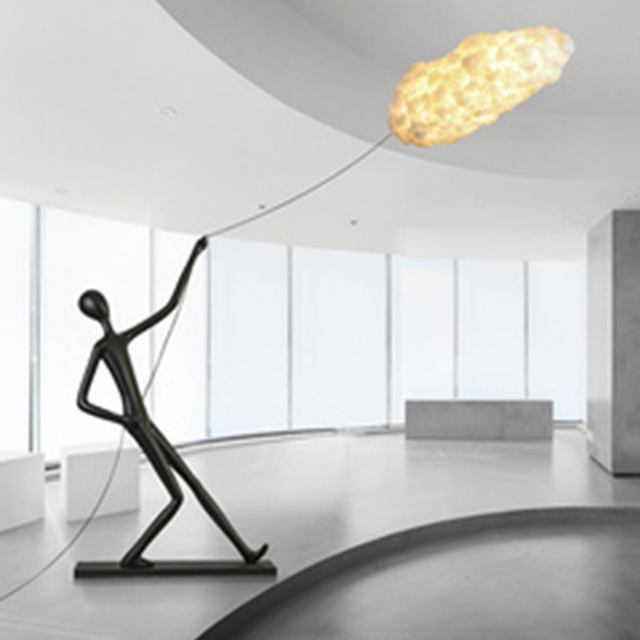 Cloud Lamp Humanoid Fiberglass Sculpture Statue Decoration Lobby Hotel Ceiling LED Lamp Luxury Art Glass FRP Statue Lights