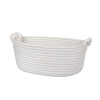 Panier de rangement rond en corde de coton multicolore avec poignée en nœud huit, style moderne, pour le rangement des jouets