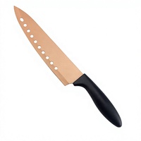 Ensemble de 3 couteaux à désosser en acier inoxydable avec revêtement en cuivre, couteau Santoku dentelé pour le poisson, la viande, le boucher