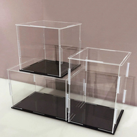 Boîte en acrylique assemblée, poupée lego en acrylique transparent personnalisé, figurines, vitrine en acrylique avec base noire
