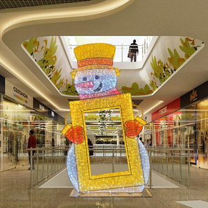 Lumière décorative LED 3D pour cadre photo, motif Père Noël et Bonhomme de neige, pour l'extérieur, les rues, les parcs, les fêtes de Noël, les événements en place publique, scène hivernale - Product Image 1