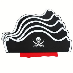 Máscara de Disfraz Infantil Desechable y Ecológica para <span class=keywords><strong>Halloween</strong></span>, con Diseño de Calavera, Sombrero de Pirata Caribeño, Accesorios de Fieltro - Product Image 4