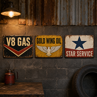 Papan Logam Vintage Bermotif Oli Motor, Dekorasi Dinding Industrial Rustic, Plakat Cetak Retro
