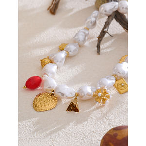 JINYOU 3432 Mulheres Moda Impermeável Charme Pingente Simulado Barroco Pérolas Handmade Beads Declaração Colar Colar Jóias - Product Image 3