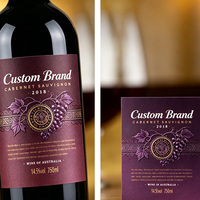 Etiquetas Adhesivas Personalizadas de Fábrica con Relieve, Lámina Dorada, UV Localizado y Textura Elevada para Botellas de Bebidas, Vino y Whisky