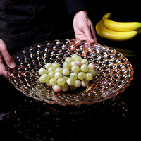 Assiette à fruits de luxe en verre cristal ambre doré, style européen, motif solide, grande taille, pour salon, cadeau de pendaison de crémaillère