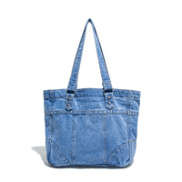 Damen College-Studentin Große Kapazität Cowboy-Tasche Universitäts-Umhängetasche Denim-Tasche Nylon-Schulranzen Einschultertasche Mädchen-Handtasche