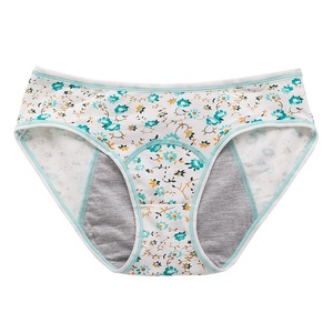 Culottes réutilisables pour adolescentes, taille moyenne, à imprimé floral, en coton, 3 <span class=keywords><strong>couches</strong></span>, anti-fuites, pour les règles - Product Image 2