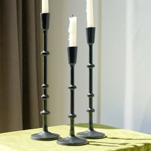 3 pièces de bougeoirs en fer noir de grande taille rétro pour salle à manger, articles de mariage, bougeoirs en métal doré pour la décoration de la maison - Product Image 1
