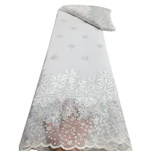 NiAi nigeriano ricamo pizzo africano di lusso paillettes velluto Tulle pizzo netto pizzo per abito da sposa