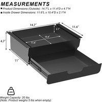 Tiroir sous table JH-Mech de 10,4 pouces avec panneau inclinable, double couche, tiroir sous bureau de 11,6 pouces de long