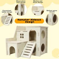 Maison pour hamster avec mini-labyrinthe et toboggan, cachette en bois pour gerbilles naines, souris et rats pygmées - Espace de vie toute saison